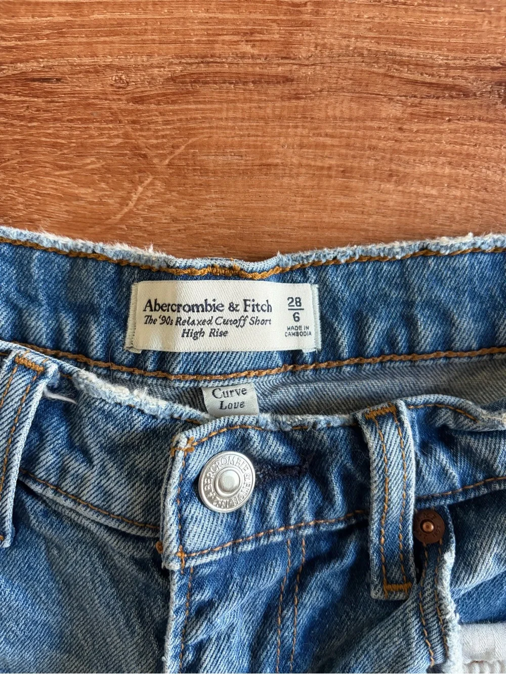 Abercrombie & Fitch Light Blue Distressed Denim Shorts - Picture 2 of 3
